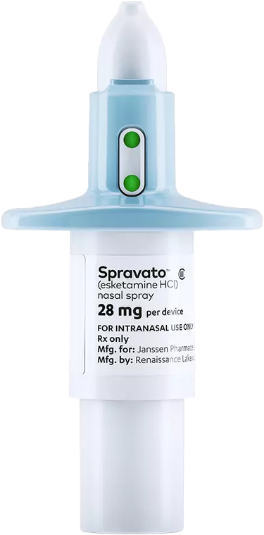 Spray nasal Spravato de 28 mg para el tratamiento de la depresión resistente con esketamina.