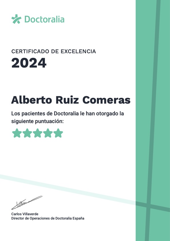 certificado-excelencia-alberto-2024-psicologo Certificado de Excelencia Doctoralia 2024 otorgado a Alberto Ruiz Comeras por su destacada labor en Psicología
