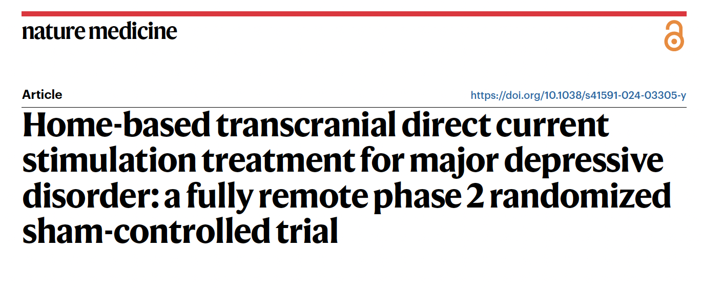 Estudio científico en Nature Medicine sobre tratamiento tDCS para depresión en casa.