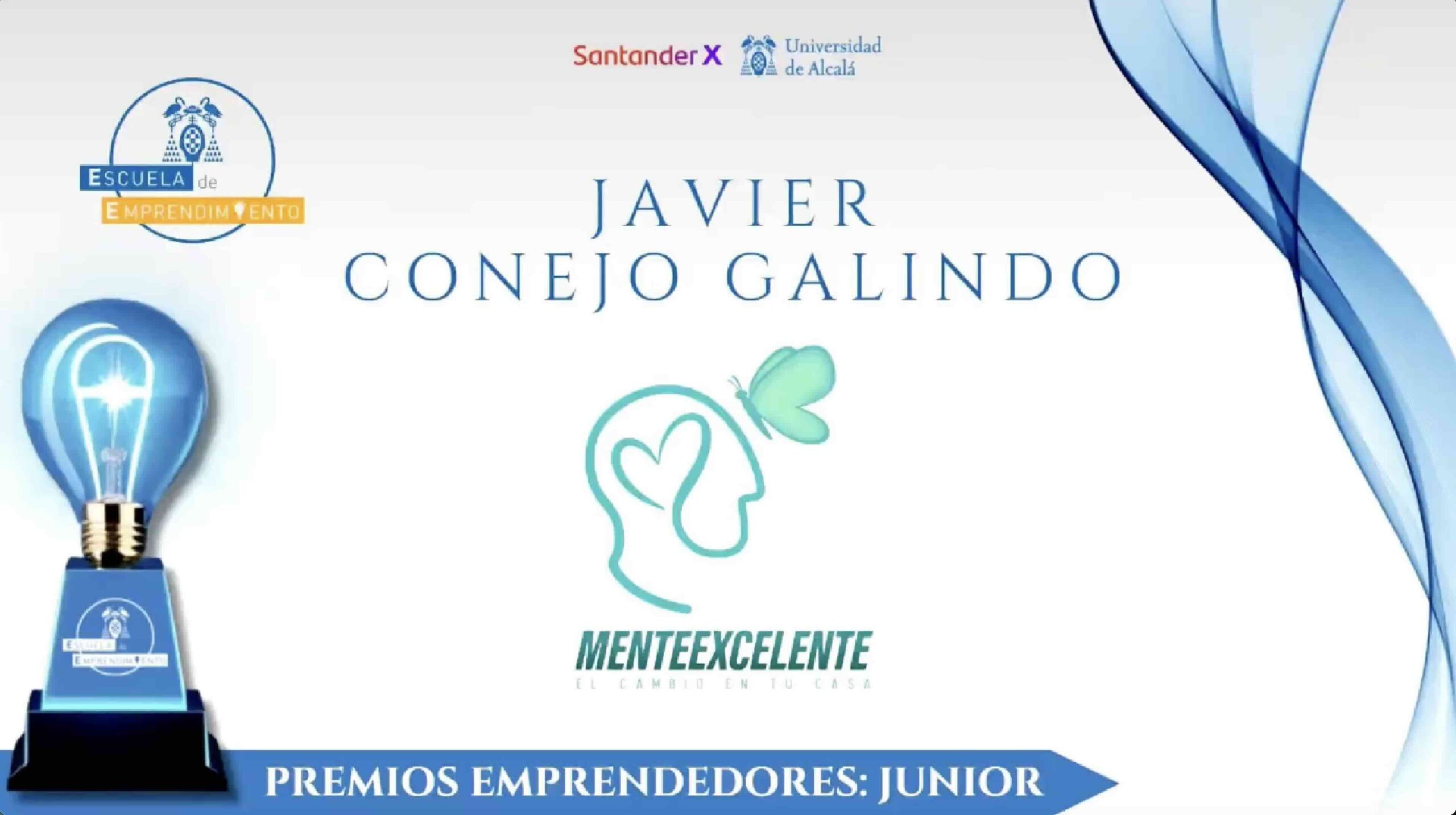 Premio Emprendedores Junior UAH para Javier Conejo Galindo y el proyecto MenteExcelente.