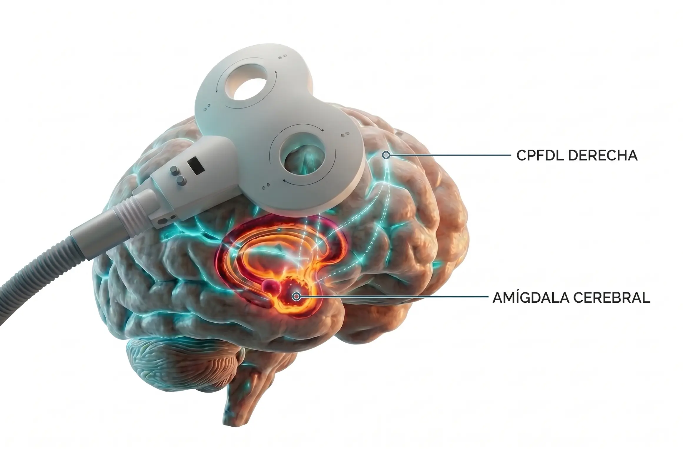 Funcionamiento de la EMT en la amígdala cerebral para tratar la ansiedad