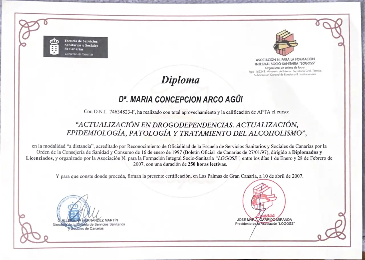 Diploma en Drogodependencias y Alcoholismo