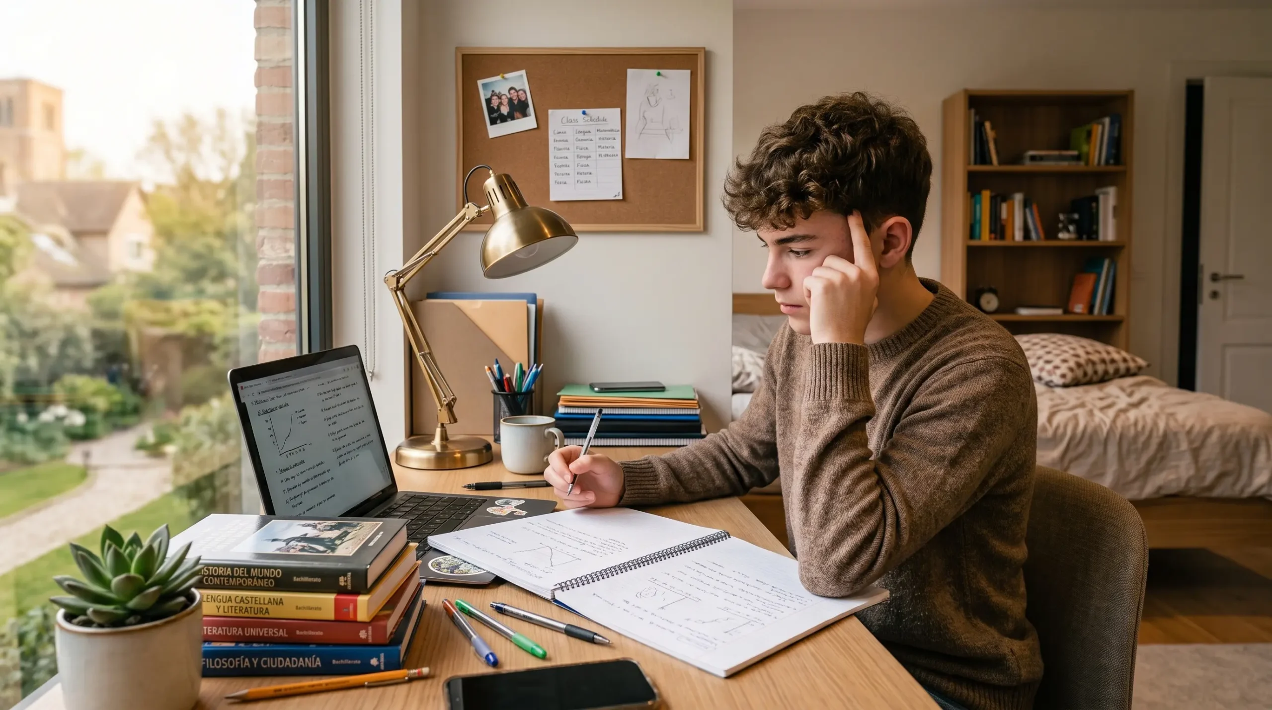 Adolescente con dificultades de concentración estudiando para el test de TDAH online